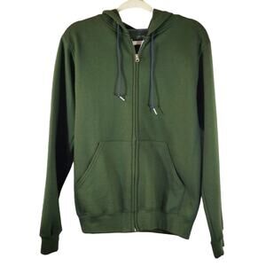Fruit of the Loom Adults Unisex Mens Women Olive Green Full Zip Sweater Size S